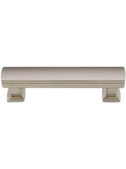 Art Deco Cabinet Pull - 3-1/2 inch Center-to-Center in Polished Nickel.